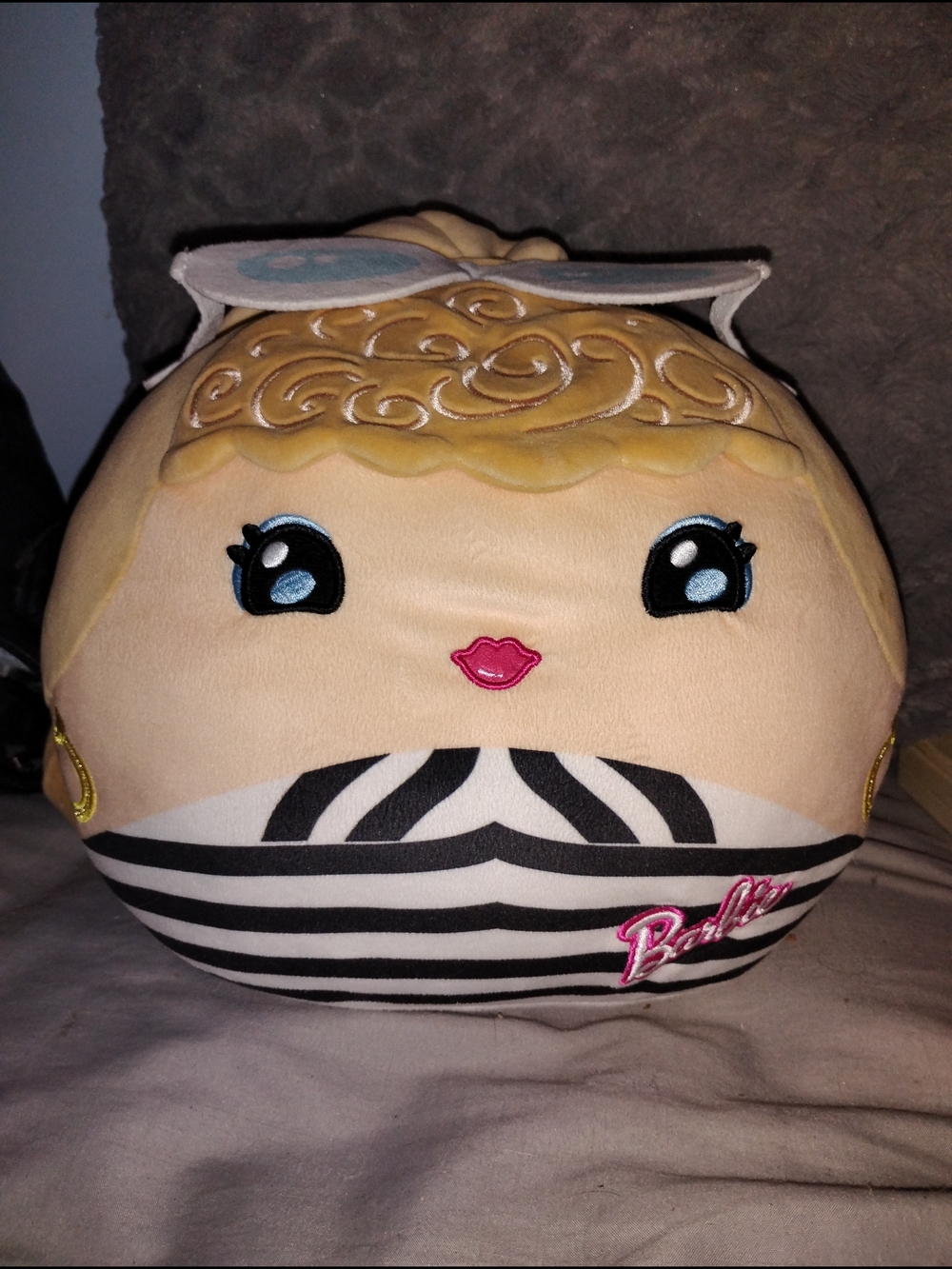 Barbie Striped Plush Face Pillow - Blonde